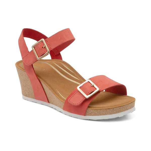 Aetrex Women's Lexa Fully Adjustable Straps Wedge Sandals - Pink | USA 8FUQE49